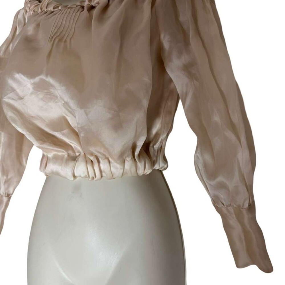 J Crew Collection Womens Pale Pink Off The Shoulder Crop Top Silk Lined sz 4 - Picture 15 of 16
